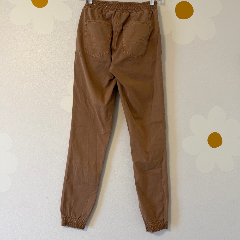 American Eagle High Waisted Jegging Brown Tan Joggers Drawstring and Elastic - Picture 7 of 14